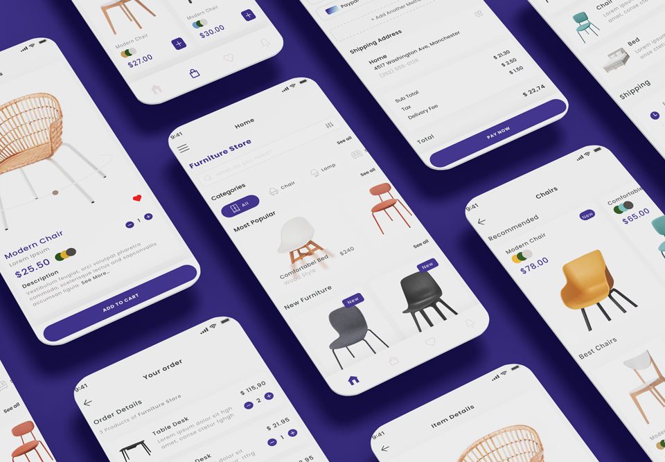 Furniture Ecommerce Shop & Chair Store App Ui Kit