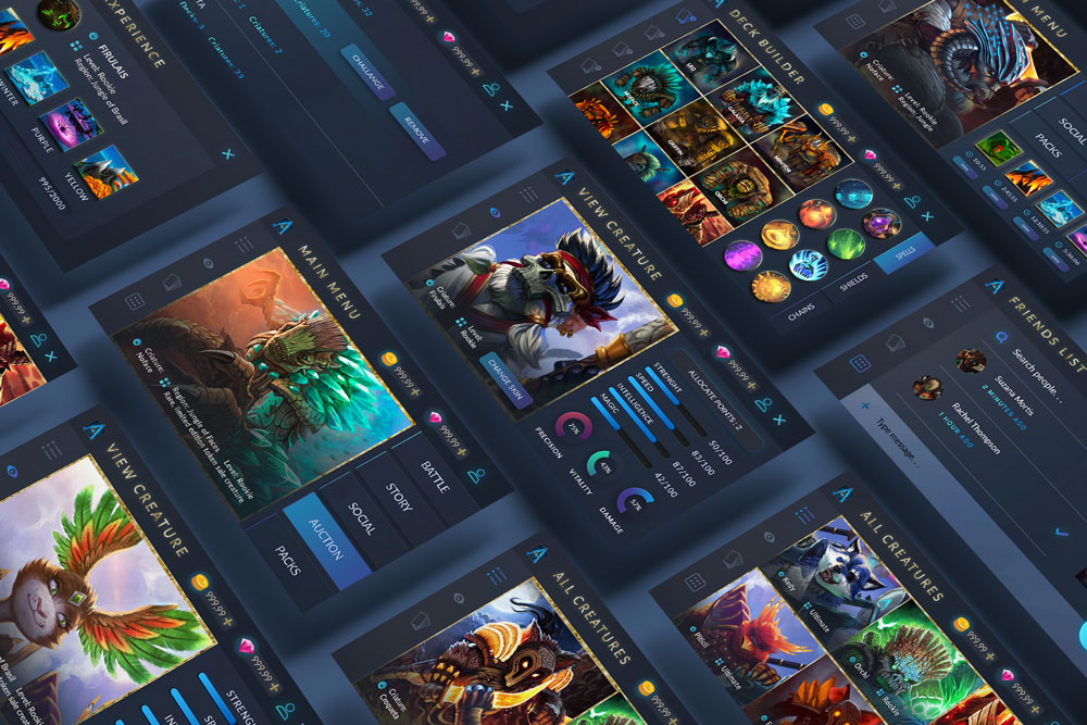 Phantasy Dark Cards Game App & UI Kit Template