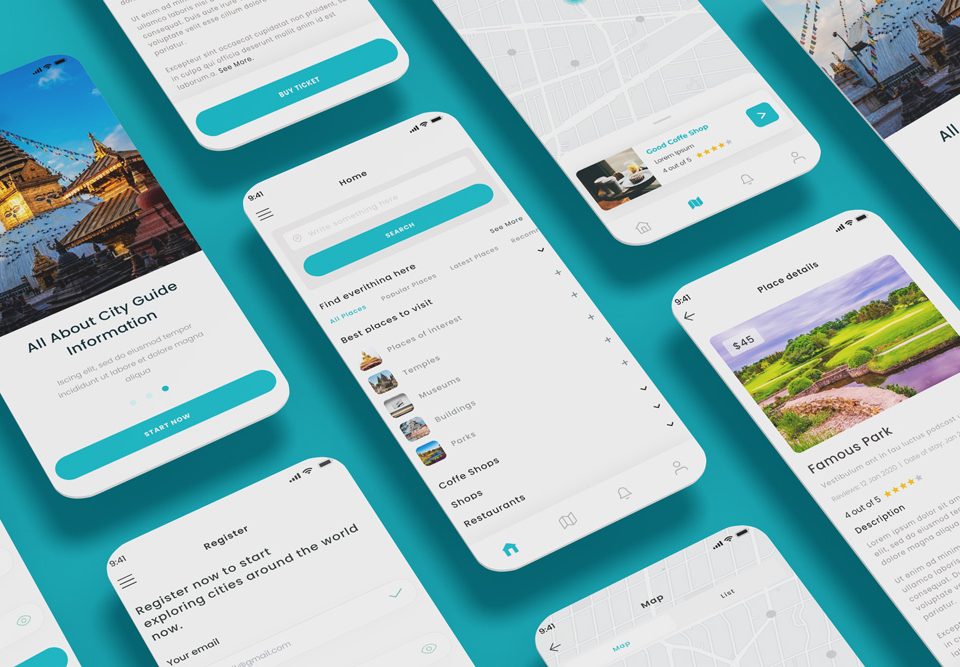 City Guide, Travel, Tours, Tourism & Visits App UI