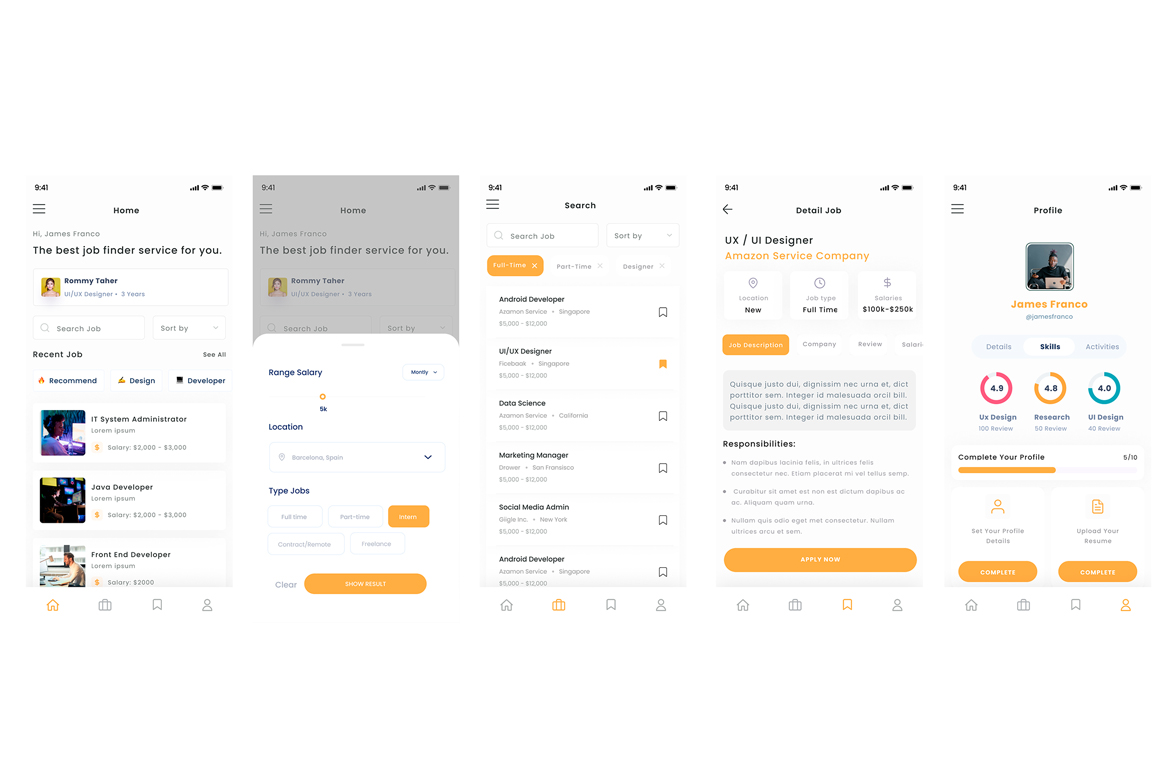 Job Finder & Recruitment Work Portal App & Ui Kit