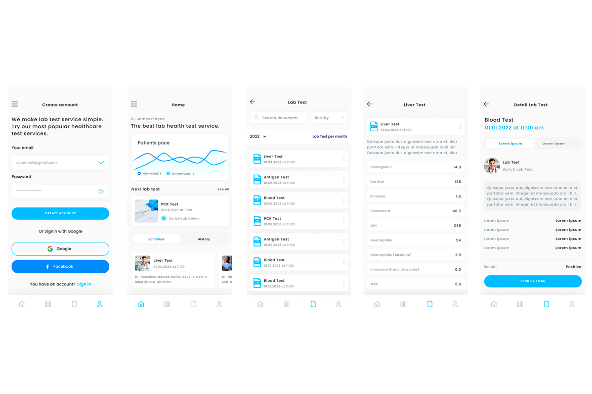 Lab Test & Laboratory Health Check App UI Kit