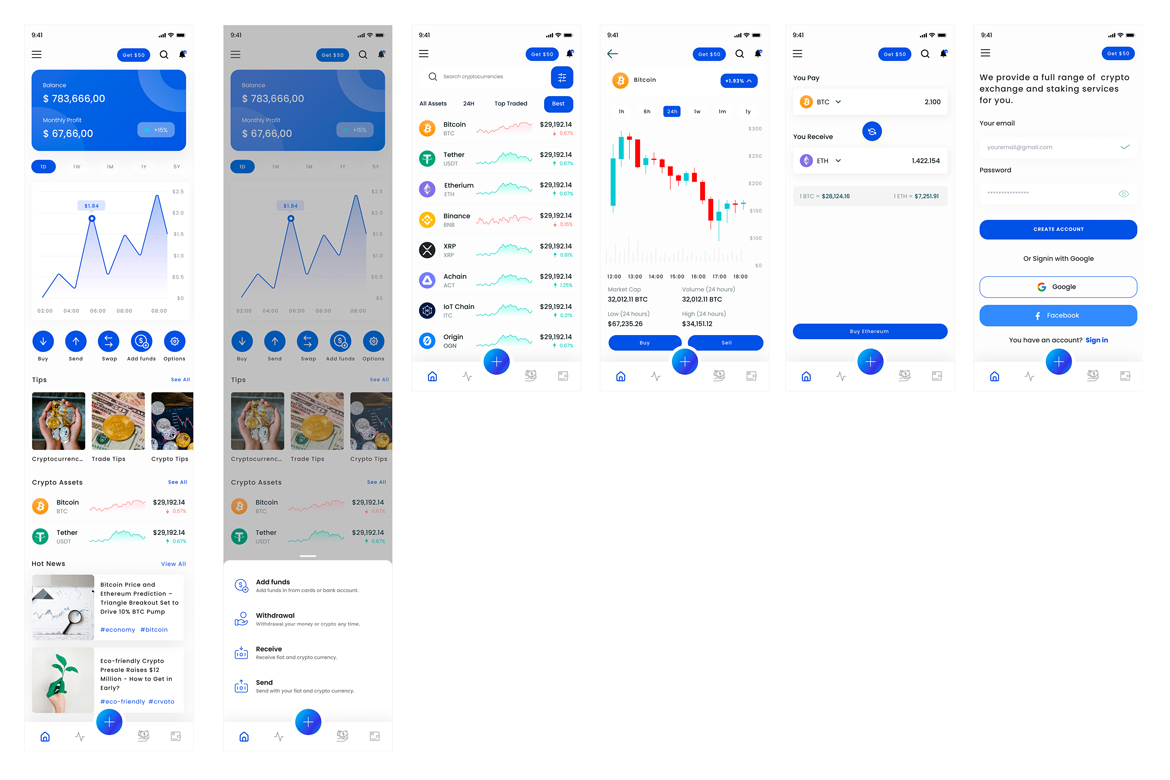 Crypto Blockchain & Cryptocurrency Trading App UI
