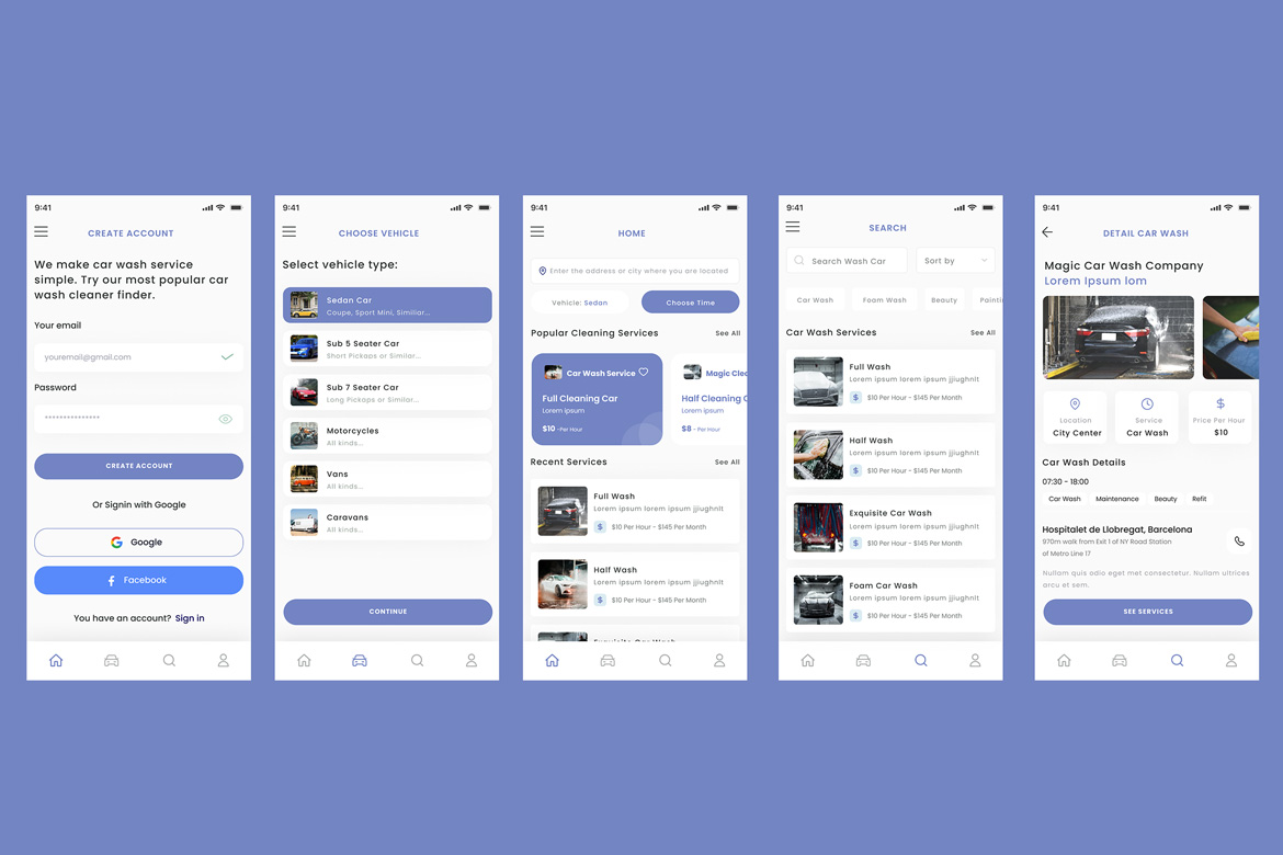Car Wash, Auto Washing Service & Vehicle Clean App