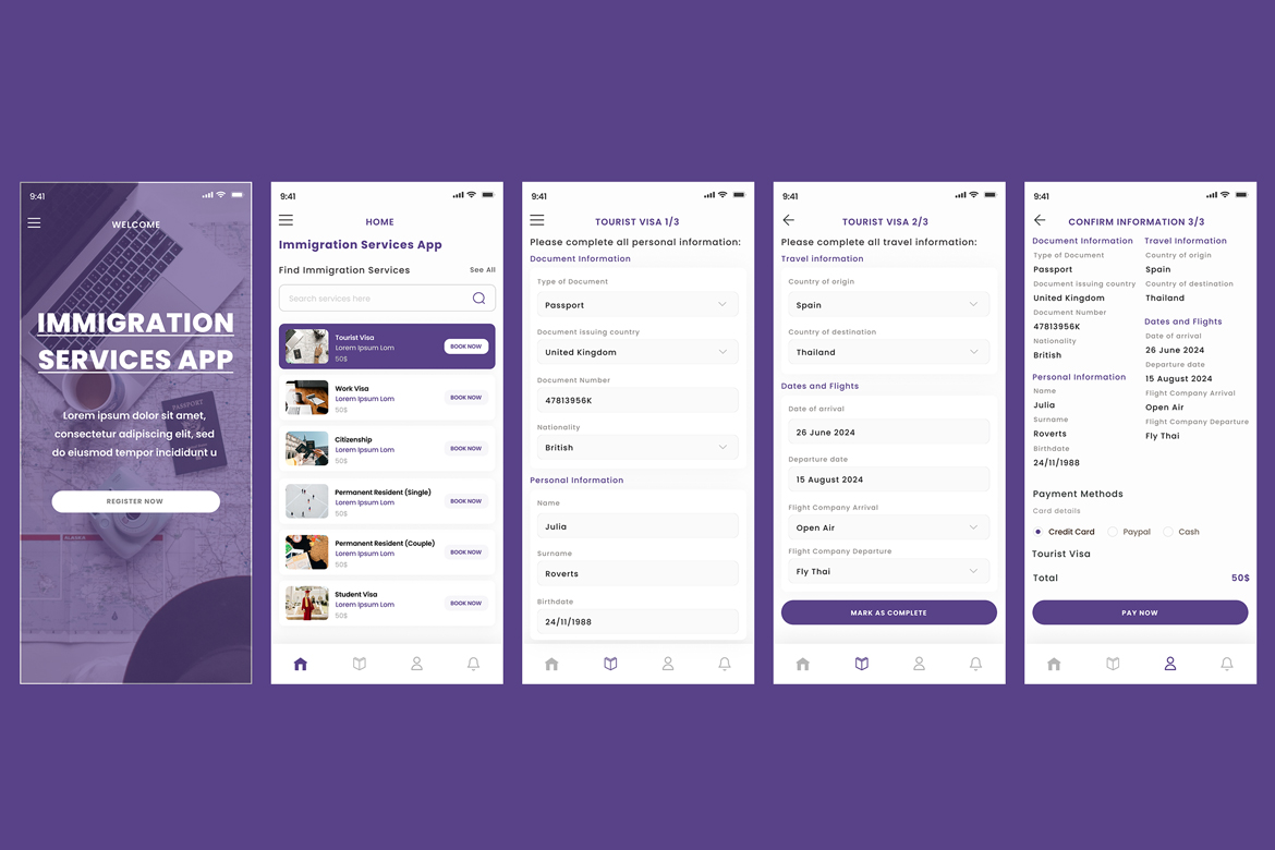 Immigration, Tourist Work Visa Permit Services App