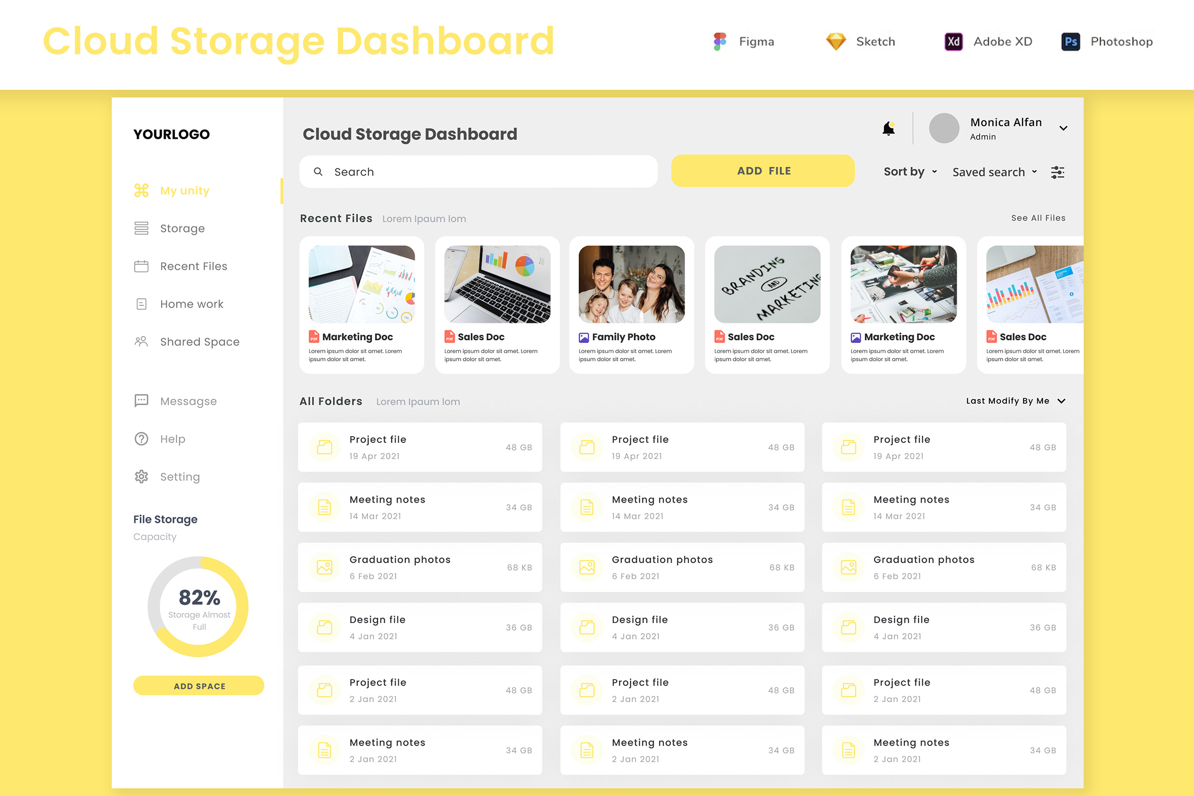 Cloud Storage, Document & File Manager Dashboard UI - 1