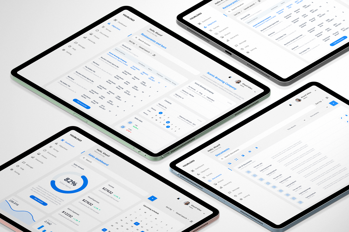 Hospitality, Restaurant, Bar & Food Sales Admin Dashboard CMS UI Kit for Desktop, Tablet & Ipad
