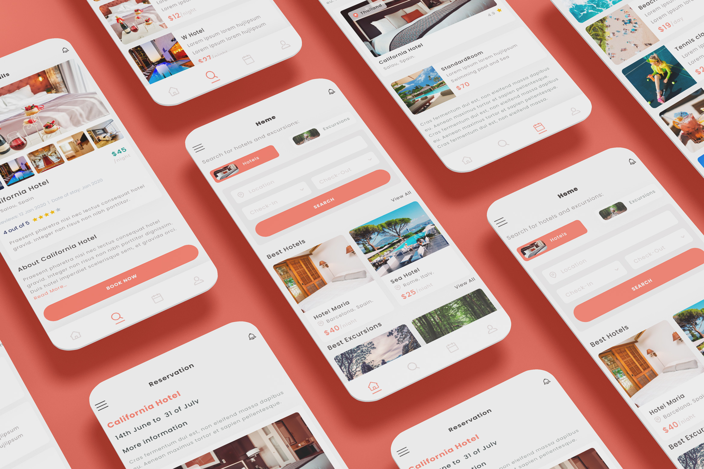 Book Hotel, Luxury villas & excursions App Ui kit