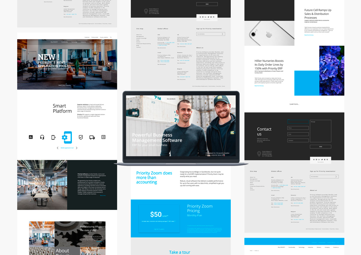 Blue Website design Template for Technology projects and companies. The project contains 6 x Screens